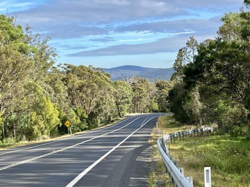 The hilly road north of Pambula. 
